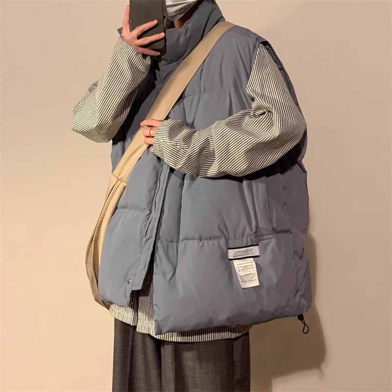 Hiphop Down Cotton Vest Men'S Warm Cotton Vest American Style Retro Waistcoat Fashionable Men'S Jacket